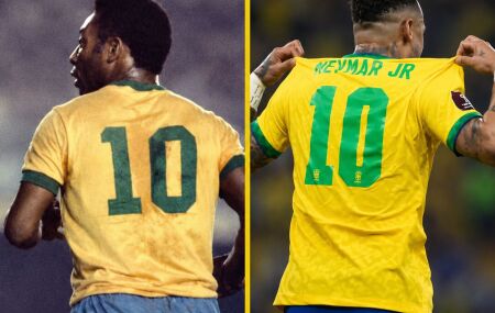 Neymar e Pel&eacute; com a Camisa 10 do Brasil 