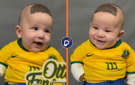 Em clima de Copa, beb&ecirc; comemora m&ecirc;svers&aacute;rio com tema "Ronaldo Fen&ocirc;meno" e penteado "casc&atilde;o"