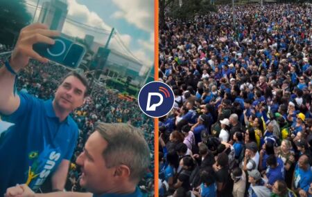 Fl&aacute;vio Bolsonaro na Marcha pra Jesus. 