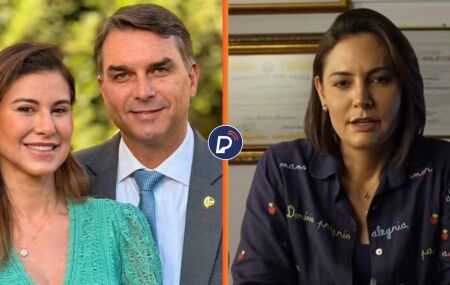 Fernanda, Fl&aacute;vio e Michelle Bolsonaro.