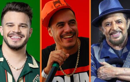 Matheus Fernandes, Marcelo D2 e Geraldo Azevedo.