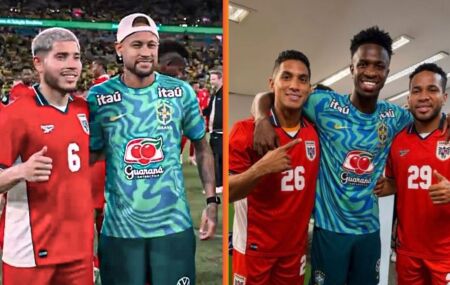 Neymar e Vini Jr. foram tietados por jogadores panamenhos.