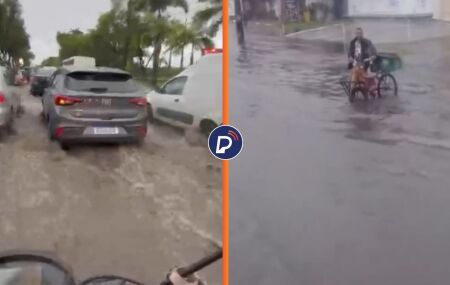 Recife amanhece com avenidas alagadas.