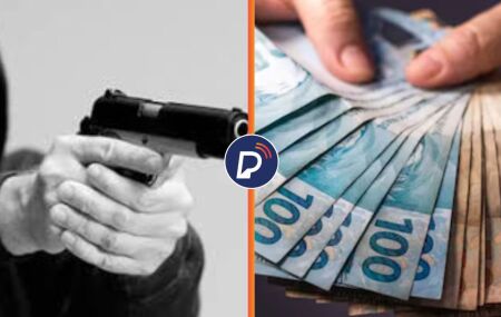 Bandido armado e dinheiro em m&atilde;os