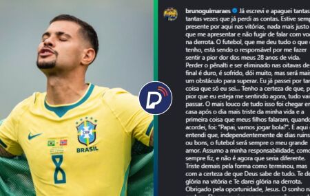 Bruno Guimar&atilde;es faz publica&ccedil;&atilde;o ap&oacute;s p&ecirc;nalti perdido na elimina&ccedil;&atilde;o da Copa: 'a pior da minha vida'