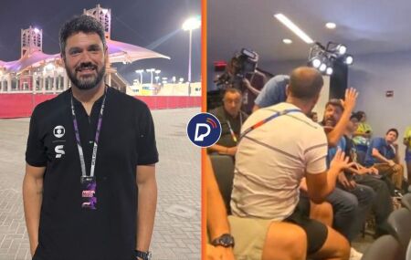 Clima esquenta entre rep&oacute;rter da Globo e outro jornalista durante coletiva de Brahim D&iacute;az, do Marrocos