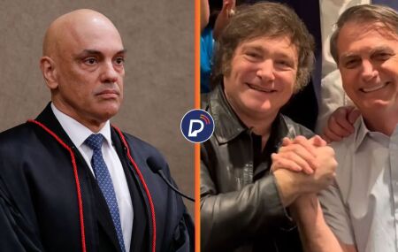 Moraes nega pedido de visita de Javier Milei a Bolsonaro em pris&atilde;o domiciliar