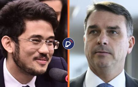 'Sair&aacute; um v&iacute;deo do Fl&aacute;vio Bolsonaro traindo a mulher na festa do Vorcaro'; avisa Kim Kataguiri