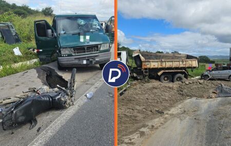 Colis&atilde;o envolveu uma motocicleta, um caminh&atilde;o, uma van e um carro de passeio.