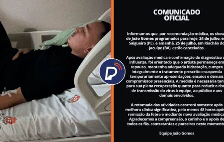 Cantor n&atilde;o se apresentar&aacute; no festival Pernambuco Meu Pa&iacute;s, em Salgueiro, nem em evento na Bahia ap&oacute;s orienta&ccedil;&atilde;o m&eacute;dica.