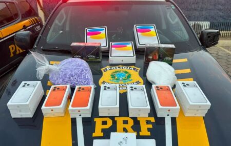 Pol&iacute;cia Rodovi&aacute;ria Federal (PRF) apreendeu uma carga de eletr&ocirc;nicos