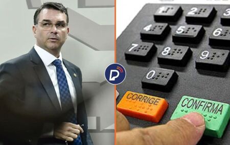 Fl&aacute;vio Bolsonaro e Urna Eletr&ocirc;nica.
