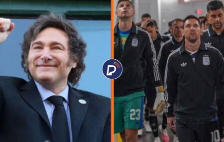 Javier Milei e jogadores da Argentina