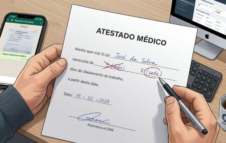 Imagem ilustrativa de um atestado m&eacute;dico.