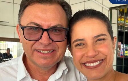 Prefeito de Ferreiros, Z&eacute; Roberto, e governadora Raquel Lyra.
