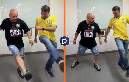 Pulga Chora Boy e Fl&aacute;vio Bolsonaro.