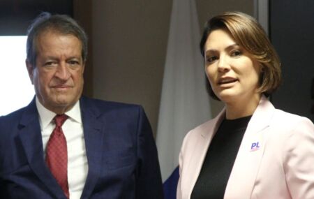 Valdemar Costa Neto e Michelle Bolsonaro.