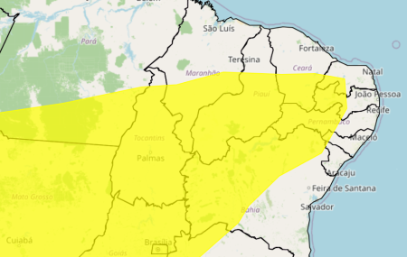 Mapa mostra regi&otilde;es afetadas pela baixa umidade do ar
