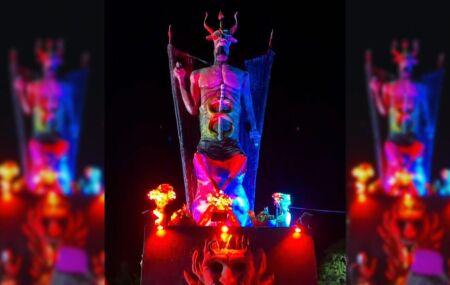 M&atilde;e de Santo conhecida como "feiticeira dos pol&iacute;ticos" gastou R$ 100 mil em est&aacute;tua do Diabo de 11 m