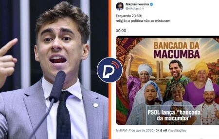 O deputado federal fez uma publica&ccedil;&atilde;o na rede social X em que questionou a rela&ccedil;&atilde;o entre religi&atilde;o e pol&iacute;tica defendida pela esquerda.