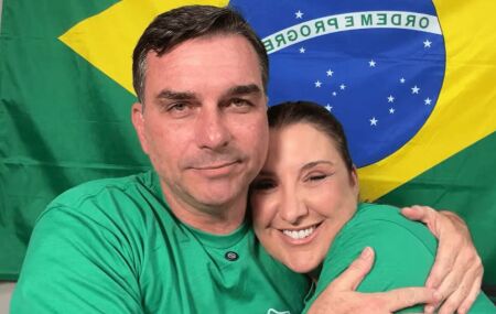 Fl&aacute;vio Bolsonaro e Daniella Marques.
