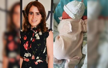 Princesa Eugenie e a filha rec&eacute;m nascida.
