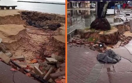 Cratera se forma em orla do Grande Recife ap&oacute;s temporal
