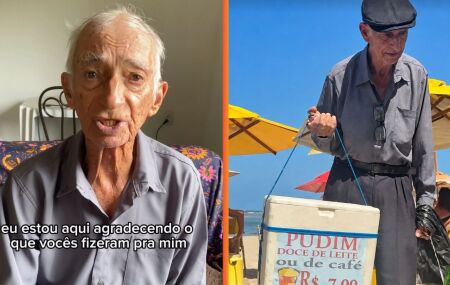Vital Maria Costa, de 85 anos, foi visto vendendo pudim na praia de Casa Caiada, em Olinda.