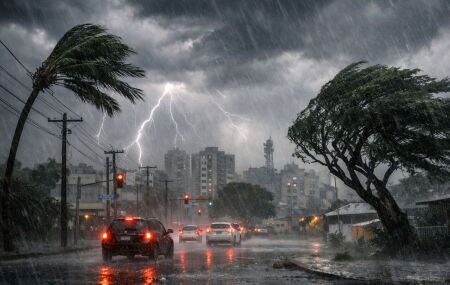 Alerta severo de tempestades no Brasil.