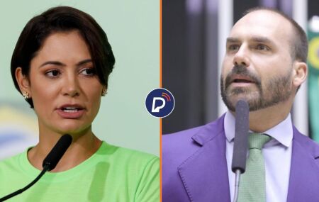 Michelle Bolsonaro e Eduardo Bolsonaro.