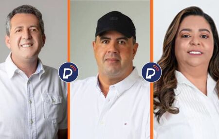 Prefeitos Branco de Geraldo, Marcone Santos e Helbinha Rodrigues.