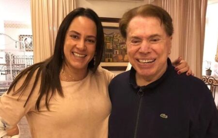 Silvia Abravanel ao lado do pai, Silvio Santos.