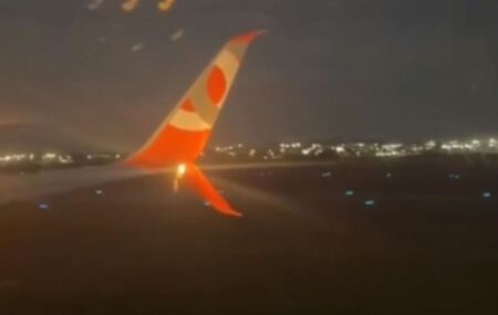 Avi&atilde;o da Gol pega fogo durante decolagem e pista do Aeroporto de Goi&acirc;nia fica interditada.