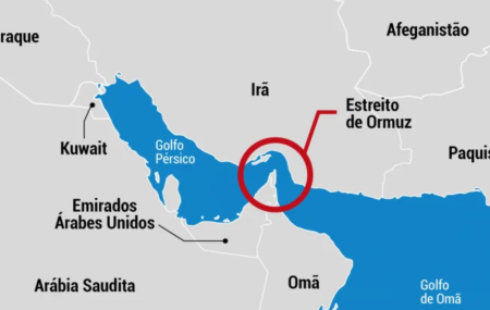 Mapa regi&atilde;o do Estreito de Ormuz
