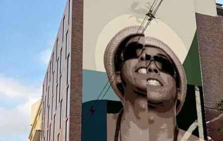 Mural de Chico Science que ficar&aacute; no Bairro do Recife.