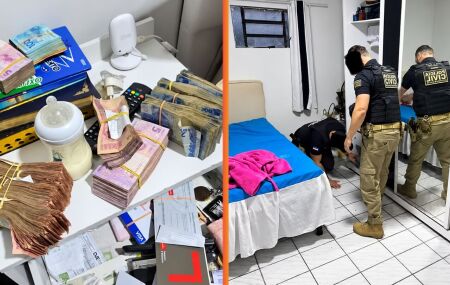 Foram apreendidos um rev&oacute;lver e dinheiro em esp&eacute;cie.