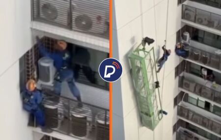 Trabalhadores ficam suspensos ap&oacute;s problemas no andaime