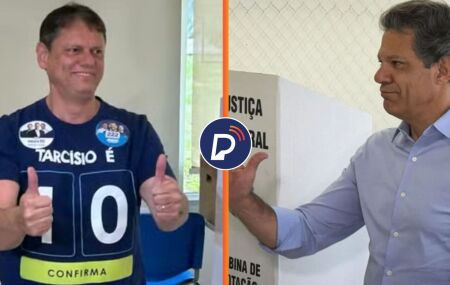 Tarc&iacute;sio de Freitas e Fernando Haddad, candidatos ao governo paulista, votam em S&atilde;o Paulo neste domingo (4).