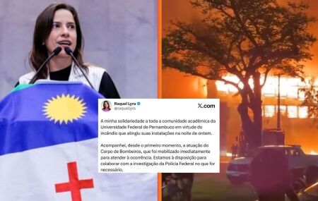 Raquel Lyra presta solidariedade &agrave; comunidade da UFPE ap&oacute;s inc&ecirc;ndio e oferece apoio &agrave; investiga&ccedil;&atilde;o.
