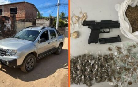 Pol&iacute;cia Militar apreende arma e drogas e recupera ve&iacute;culo roubado durante opera&ccedil;&atilde;o em Olinda.