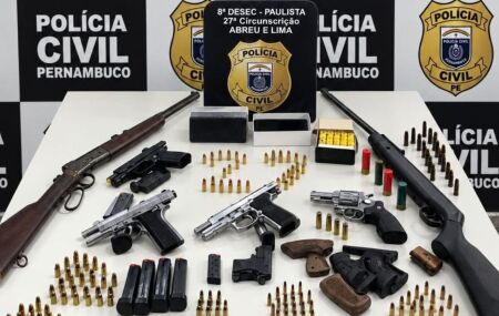Pol&iacute;cia Civil prende homem de 44 anos com tr&ecirc;s armas de fogo e 226 muni&ccedil;&otilde;es em Paulista.