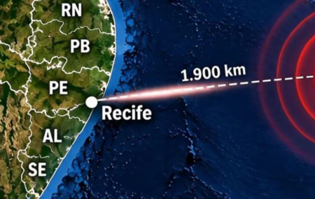 Terremoto de magnitude 6,9 &eacute; registrado no Atl&acirc;ntico, a cerca de 1,9 mil km do Recife