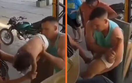 Uma c&acirc;mera de seguran&ccedil;a registrou o atendimento &agrave; crian&ccedil;a.