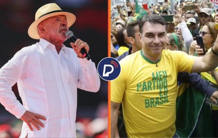 Lula (PT) e Fl&aacute;vio Bolsonaro (PL) em campanhas