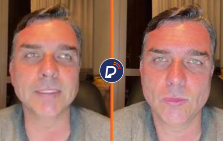 Fl&aacute;vio Bolsonaro faz live de pronunciamento ap&oacute;s fuga do Brasil.