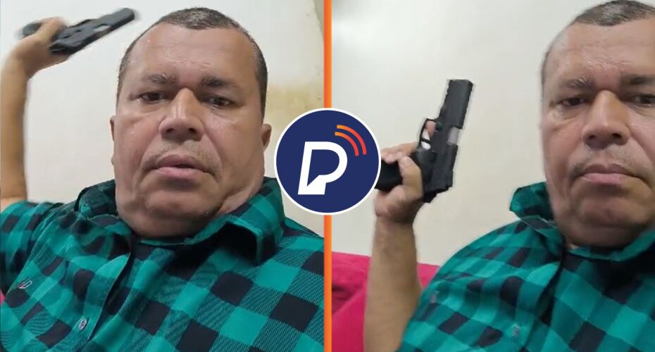 Em vídeo, vice-prefeito de CATENDE expõe arma e atira dentro da própria casa. Imagem: Reprodução/Rede Social