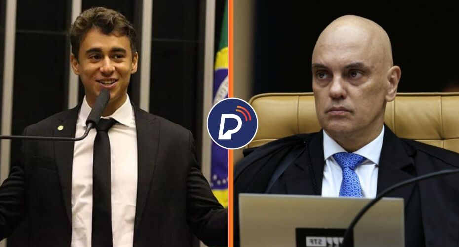 "O que tem de cabelo, tem de honra", diz Nikolas Ferreira sobre o ministro Alexandre de Moraes. Arte: Portal de Prefeitura.