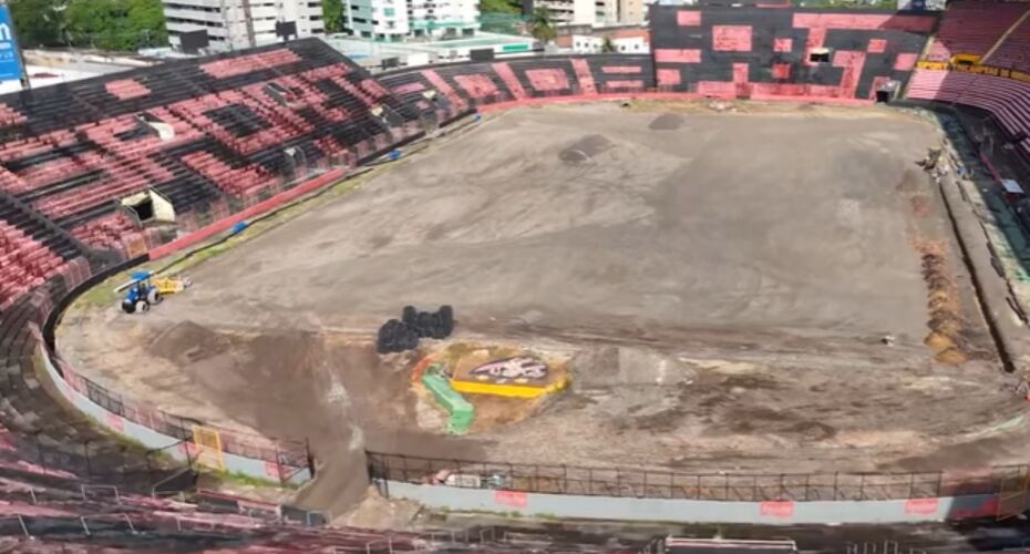 OBRAS NA ILHA DO RETIRO: sistema de drenagem do gramado já tem prazo para ser finalizado.