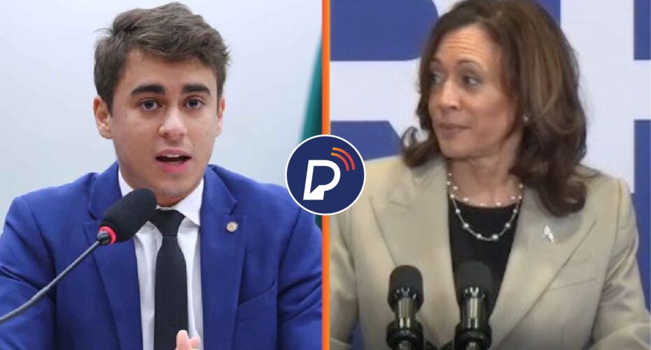 Nikolas Ferreira e Kamala Harris.