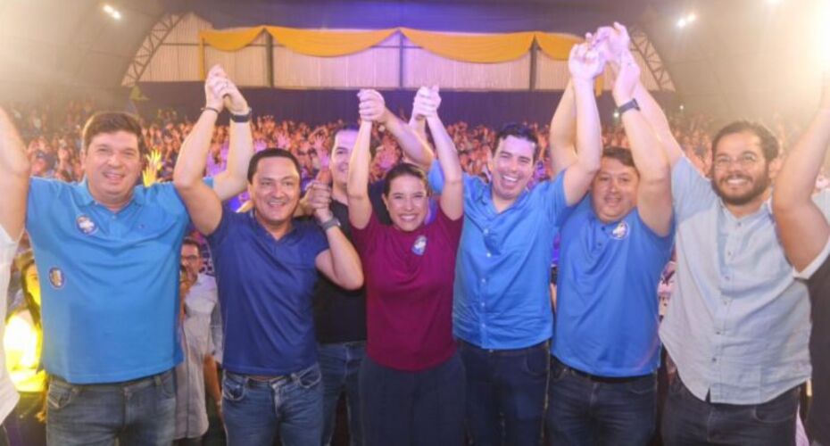 Raquel Lyra e presidente do PSDB participam de convenções partidárias em Pernambuco.